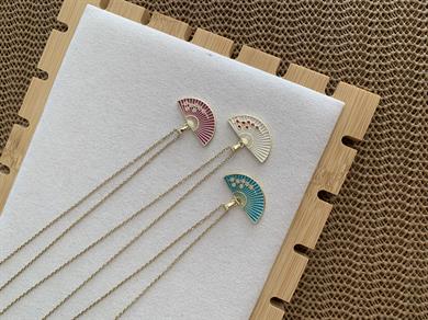 Çelik Gold İnce Zincirli Sdf Yelpaze Kolye