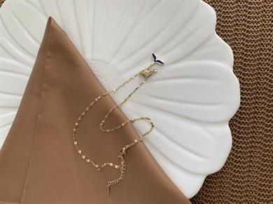 Çelik Gold İnce Zincirli Zirkon Taşlı Balık Kolye