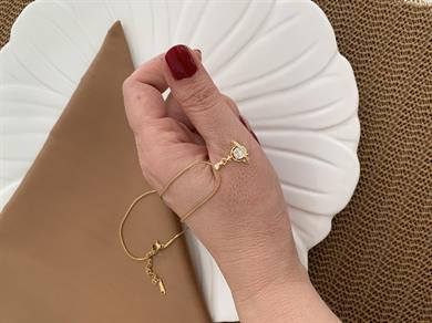 Çelik Gold İtalyan Gömme Tek Taş Dünya Kolye