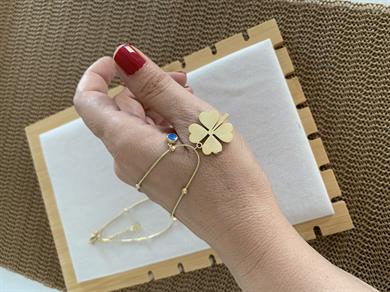 Çelik Gold İtalyan Topçuk Sıralı Nazar Yonca Kolye