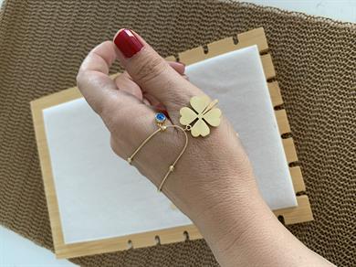 Çelik Gold İtalyan Topçuk Sıralı Nazar Yonca Kolye