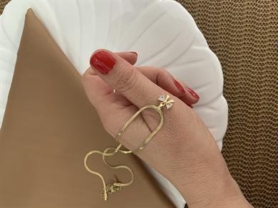 Çelik Gold İtalyan Zincir Baget Taşlı Fiyonk Kolye