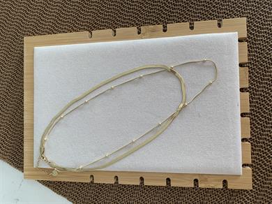 Çelik Gold İtalyan Zincir İkili Topçuk Sıralı Kolye