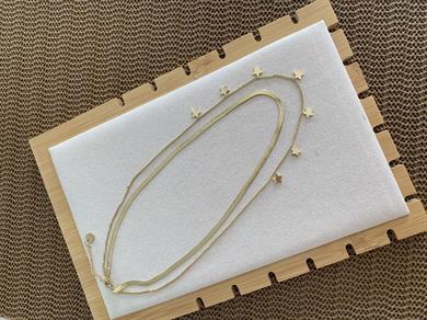 Çelik Gold İtalyan Zincir İkili Yıldız Sıralı Kolye