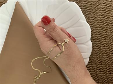 Çelik Gold İtalyan Zincir Zirkon Taşlı Mini Yıldız Kolye