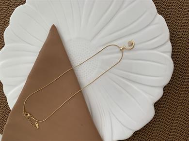 Çelik Gold İtalyan Zincir Zirkon Taşlı Ay Kalp Kolye