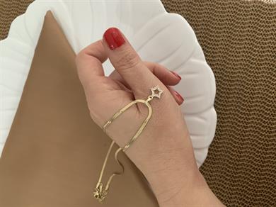Çelik Gold İtalyan Zincir Zirkon Taşlı Yıldız Kolye