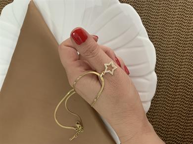 Çelik Gold İtalyan Zincir Zirkon Taşlı İçi Boş Yıldız Kolye