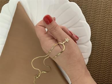 Çelik Gold İtalyan Zincir Zirkon Taşlı Mini Yıldız Kolye