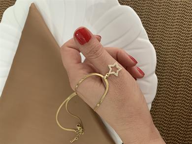 Çelik Gold İtalyan Zincir Zirkon Taşlı İçi Boş Yıldız Kolye