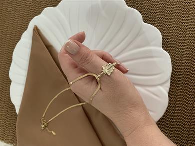 Çelik Gold İtalyan Zincir Zirkon Taşlı Kutup Yıldız Tasarım Kolye