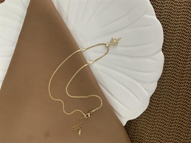 Çelik Gold İtalyan Zincir Zirkon Taşlı Kutup Yıldız Kolye