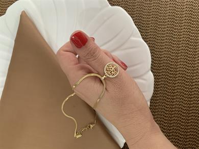 Çelik Gold İtalyan Zincir Zirkon Taşlı Hayat Ağacı Kolye