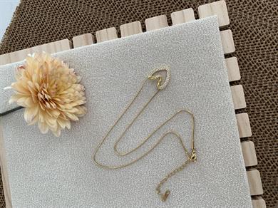 Çelik Gold İtalyan Zincirli Zirkon Taş Düğüm Kalp Kolye