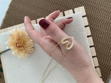 Çelik Gold İtalyan Zincirli Zirkon Taş Düğüm Kalp Kolye