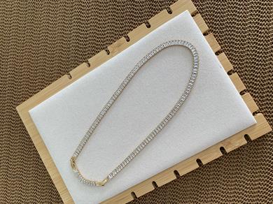 Çelik Gold Kare Baget Taşlı Su Yolu Kolye