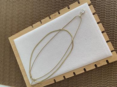 Çelik Gold Küp İtalyan Zincir İkili Kare Baget Taş Kolye