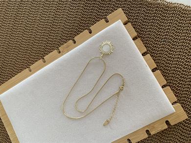 Çelik Gold Küp İtalyan Zincir Zirkon Taşlı Sdf Güneş Kolye