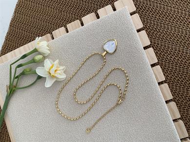 Çelik Gold Mini Badem Sıralı Sdk Kalp Kolye