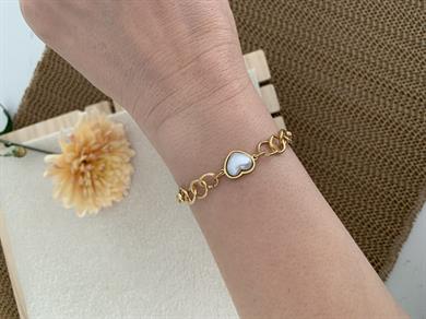 Çelik Gold Sdf Kalp Tasarım Bileklik