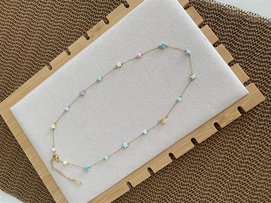 Çelik Gold Sdf Renkli Yıldız Sıralı Kolye