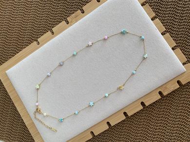 Çelik Gold Sdf Renkli Yıldız Sıralı Kolye