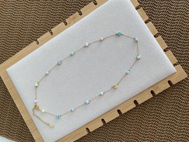 Çelik Gold Sdf Renkli Yıldız Sıralı Kolye