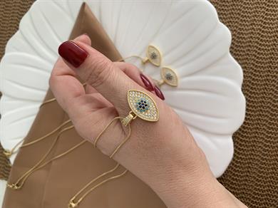 Çelik Gold Tasarım Badem Göz Kolye