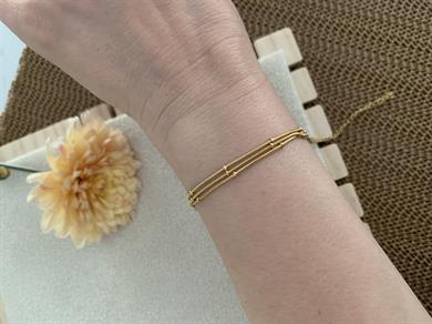 Çelik Gold ÜçLü Topçuk Sıralı İnce Küp İtalyan Zincir Bileklik