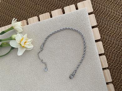 Çelik Gümüş 2 mm Burgu Zincir Bileklik