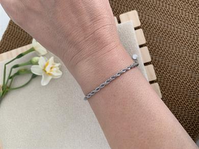 Çelik Gümüş 2 mm Burgu Zincir Bileklik