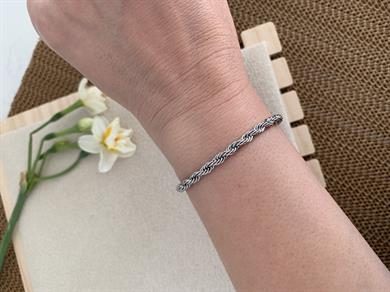 Çelik Gümüş 3 mm Burgu Zincir Bileklik