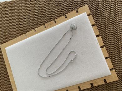 Çelik Gümüş Ezme Zincir Komple Zirkon Taşlı Kalp Kolye