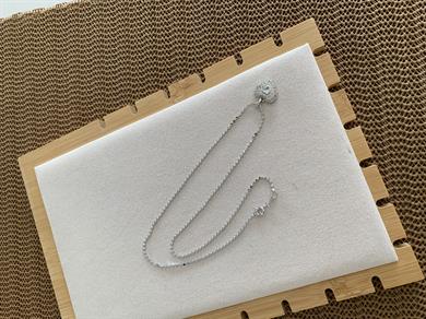 Çelik Gümüş Ezme Zincir Komple Zirkon Taşlı Kalp Kolye