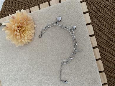 Çelik Gümüş İç İçe Geçme Zincir Kalp Anahtar Charm Bileklik