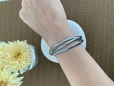 Çelik Gümüş İç İçe Geçmeli Üçlü Ajda Bilezik