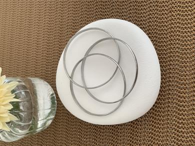 Çelik Gümüş İç İçe Geçmeli Üçlü Ajda Bilezik