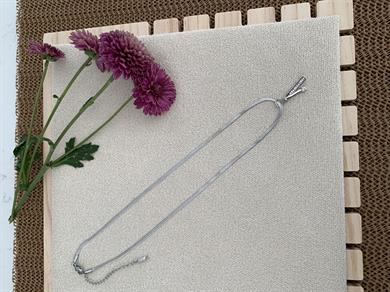 Çelik Gümüş İnce İtalyan Zincir Baget Tek Taş Tasarım Kolye