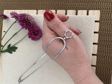 Çelik Gümüş İnce İtalyan Zincir Baget Taşlı Daire Kolye