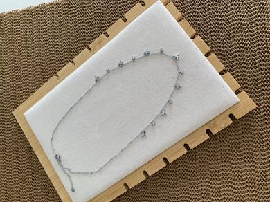 Çelik Gümüş İnce Zincir Tek Taş Yusufçuk Sıralı Kolye