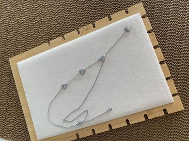 Çelik Gümüş İnce Zincirli Plaka Kalp Y Kolye