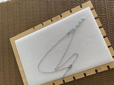 Çelik Gümüş İnce Zincirli Yıldız Kolye