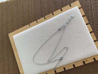 Çelik Gümüş İnce Zincirli Yıldız Kolye