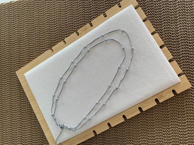 Çelik Gümüş İtalyan Zincir İkili Topçuk Kolye