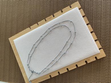 Çelik Gümüş İtalyan Zincir İkili Topçuk Kolye