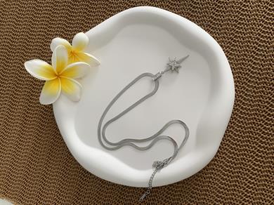 Çelik Gümüş İtalyan Zincir Şimal Yıldız Kolye