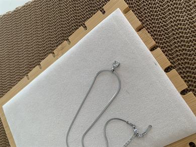 Çelik Gümüş İtalyan Zincir Zirkon Taşlı Mini Kare Baget Kolye