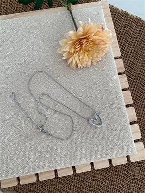 Çelik Gümüş İtalyan Zincirli Zirkon Taş Düğüm Kalp Kolye