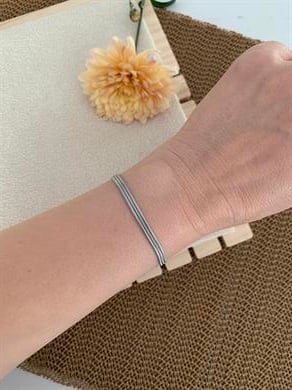 Çelik Gümüş Üç Sıra İnce Küp İtalyan Zincir Bileklik