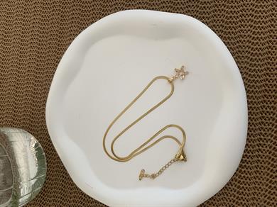 Çelik İnce İtalyan Zincir  Baget Taşlı Yıldız Kolye